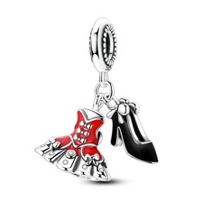 MULA 925 Stering Silver DIY Charm CZ Dress High Heels Pendant for Women Bracelet