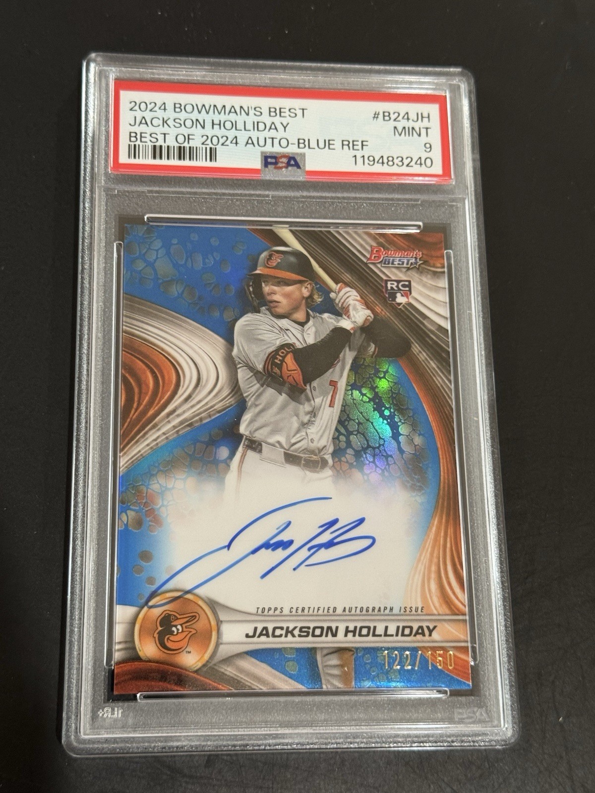 2024 Bowman's Best-Best of 2024 Autographs Jackson Holliday RC Blue /150-PSA 10