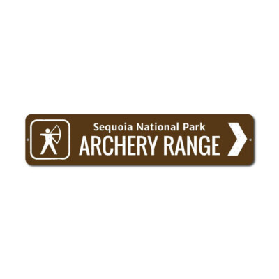 Archery Range Sign, Custom Arrow Bow Hunter National Park Name Metal Decor Sign