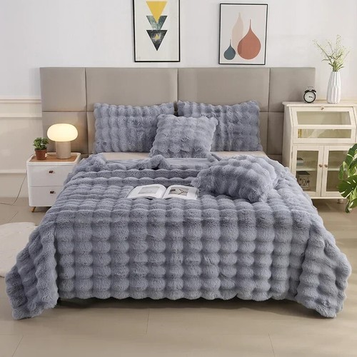 Luxury Soft Faux Fur Throw Blanket Plush Bedspread Plaid Sofa Blanket and Throws - Picture 12 of 33