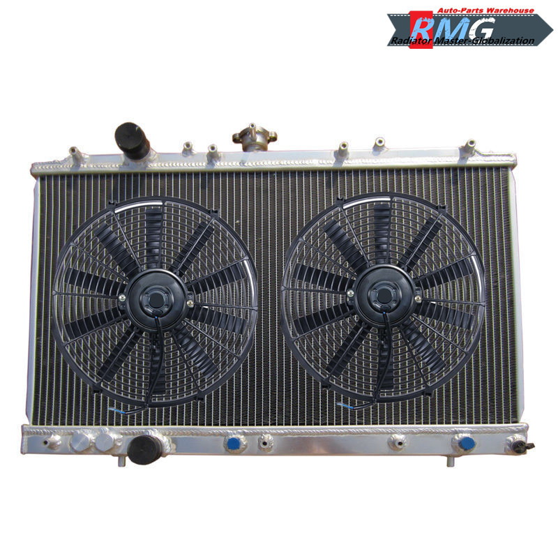 AMER-COOLING 2-Row Aluminum Radiator For 1997-2002 Mitsubishi Mirage 1.5L & 1.8L – Direct Fit Silver Finish, 6-Month Warranty