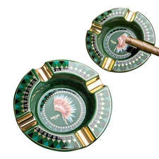 Lubinski Exquisite Round Vintage Ceramic Ashtray 4 Cigar Holder Art Deco Ashtray