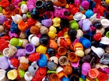 100 NEW RANDOM LEGO MINIFIG HEADGEAR LOT mystery helmet hair hat cap bulk parts