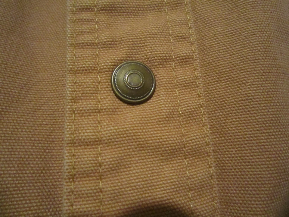 SZ L 16-16.5 HAGGAR LINED CANVAS SHIRT JACKET, GOLD MUSTARD COLOR, SNAP FRONT - Image 4 of 4