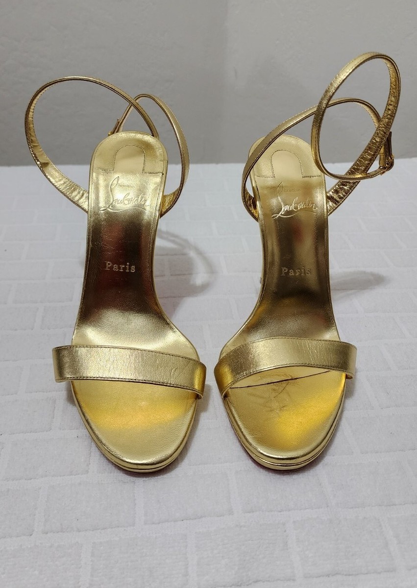 Christian Louboutin Loubi Queen Gold 120MM Sandals New