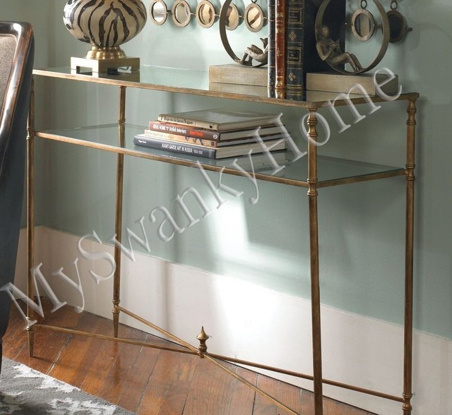 Barstow Iron Glass Mirror Console Sofa Hall Foyer Table Accent