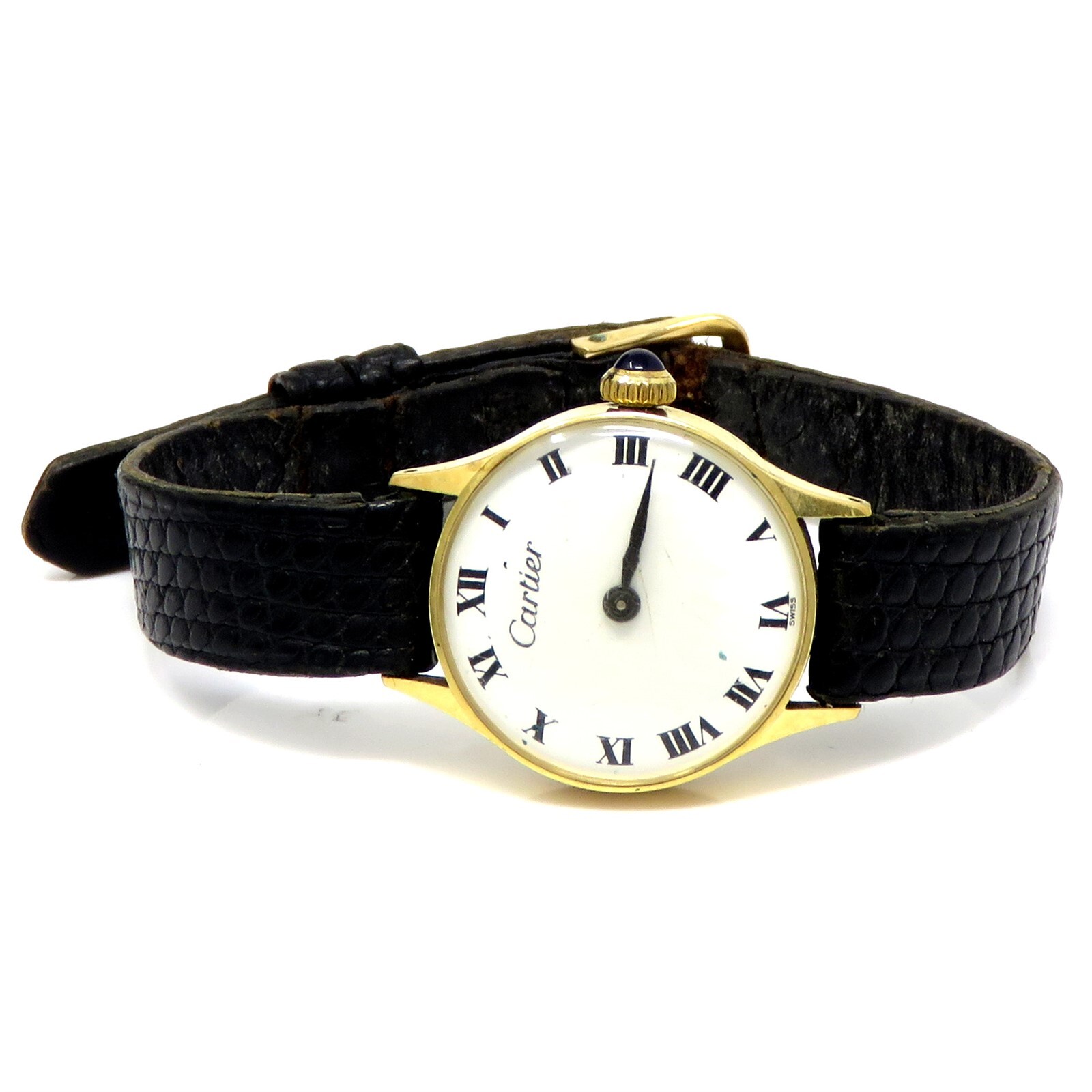 NYJEWEL Cartier 14k Yellow Gold Wind Up Watch Runs - image 2