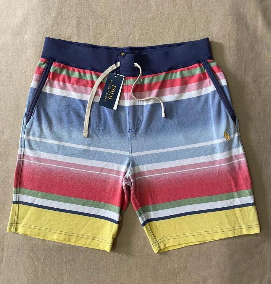 Polo Ralph Lauren Men's Sunset-Hued Striped Mesh Shorts, Multicolor, Size XL