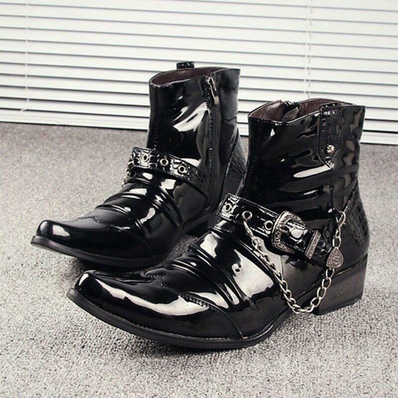 Chelsea Men's Eco Leather Ankle Boots High Top Shoes Buckle