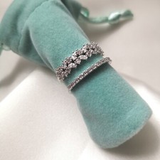 Trendy Geometric Bridal Sets Tension Mount All Adjustable Ring - New w/ Dust Bag