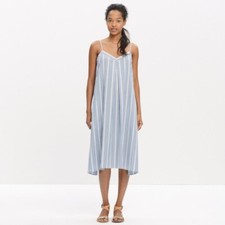 NWT MADEWELL STRIPED MIDI SUNDRESS S BLUE WITH POCKETS ADJUSTABLE STRAPS