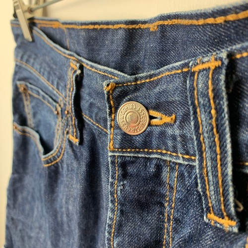 Vintage Levi's 501 Dark Blue High Waisted Denim Shorts Size 32W UK Women's 12 - Picture 4 of 12