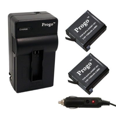 2 Battery + AC/Car Charger Kit for Gopro HERO 4 Black Silver AHDBT-401  AHDBT401