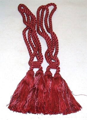 (2) Conso Rope Curtain Tiebacks w/ Double Tassels ~ Dark Sienna ~ 19'' L **NEW**