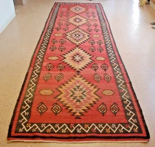 c1910s ANTIQUE RARE SIZE CAUCASIAN KILIM 4.7x14.7 HIGH KPSI_KAZAK DESIGN