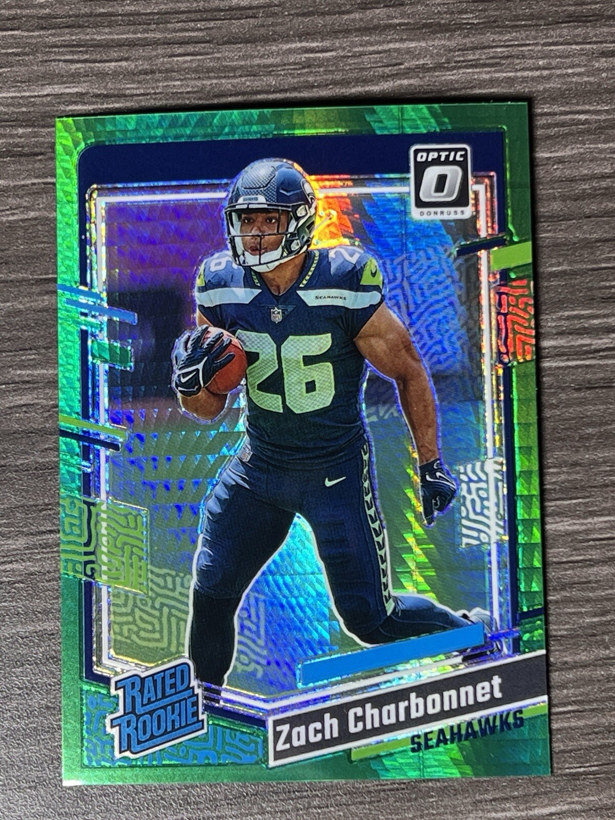 2023 NFL Panini Donruss Optic Zach Charbonnet #294 Green Hyper Rated Rookie (RC)
