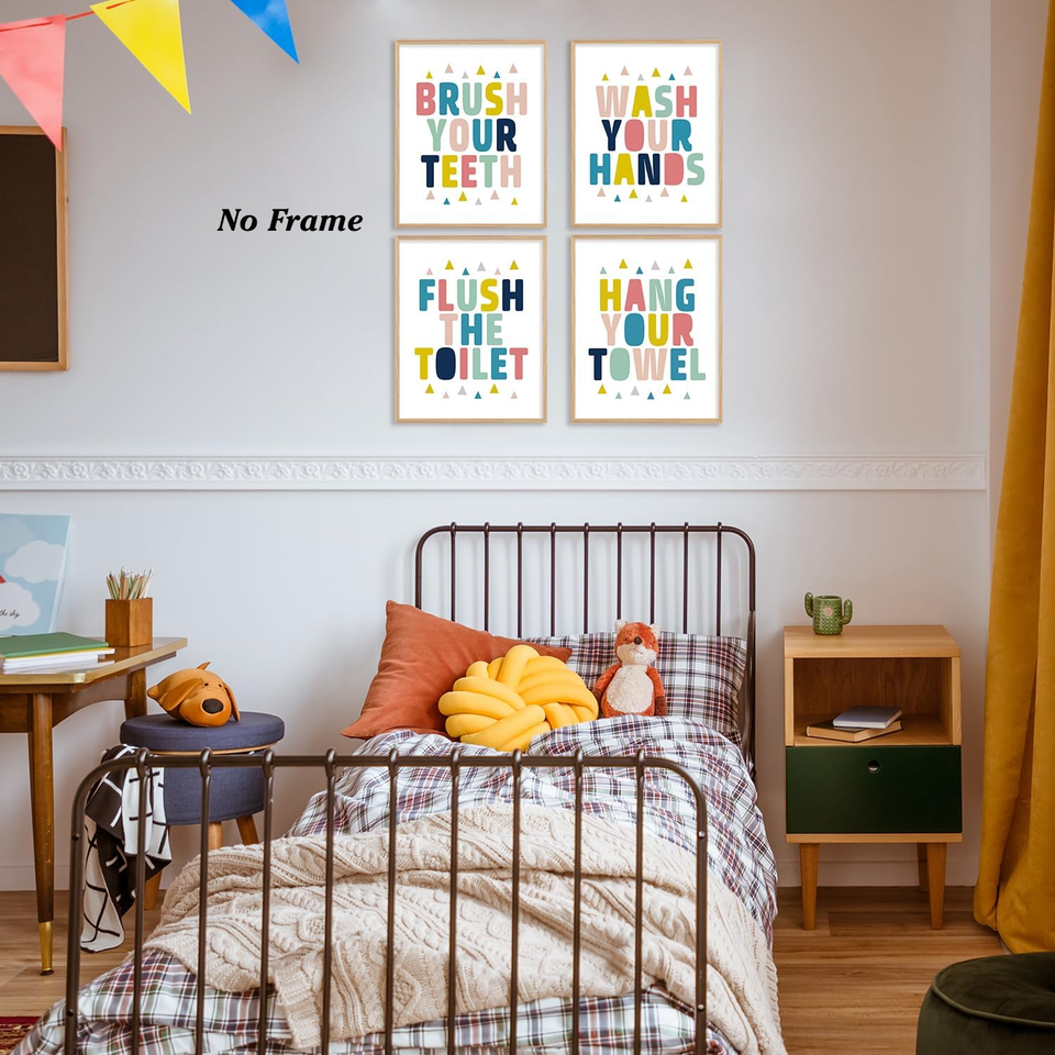 Kids Bathroom Unframed Wall Art Prints,Bathroom Wall Decor 8X10 Inches