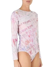 Zimmerman Dancer Graffiti Print Bodysuit Women Size 2-4 Long Sleeve