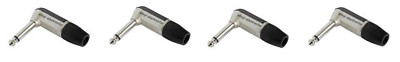 4 Neutrik Rean NYS207 1/4 2 Pole 6.35 mm TS Mono Plug Right Angle Nickel Silver