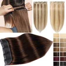 CLEARANCE One Piece Real Remy Human Hair Clip in Human Hair Extensions Half Head