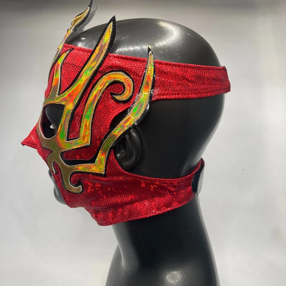 La Hiedra Women Semi Profesional Grade Wrestling Lucha Libre Mask Red & Gold - Image 3 of 4