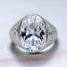 Moissanite Gemstone With 925 Sterling Silver Groom Ring For Men's #AL837