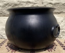 Vintage Halloween Blow Mold Black Plastic 6" Cauldron Witch Candy Dish Bowl