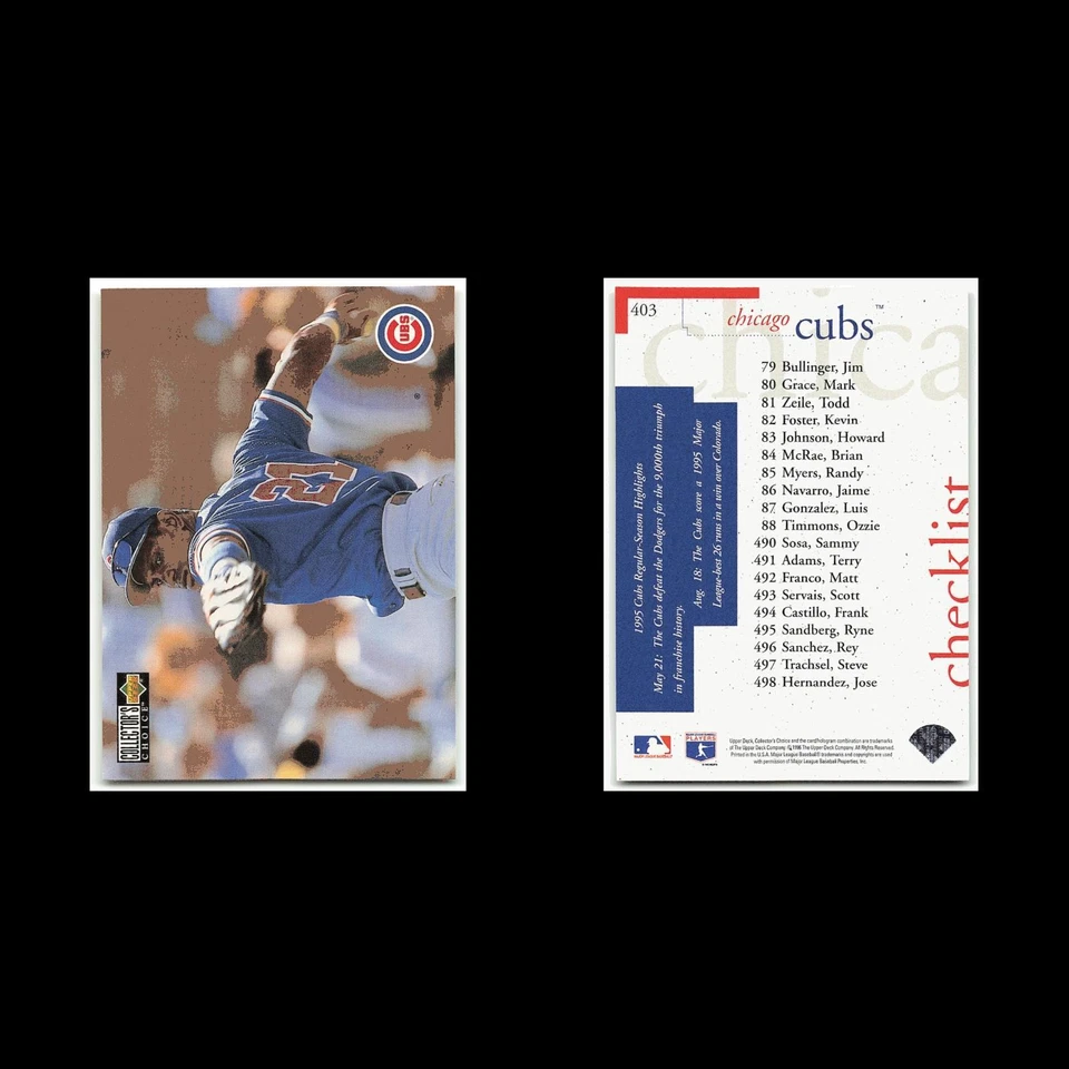 Sammy Sosa #403 1996 Collectors Choice Chicago Cubs Baseball Card MLB NM - Image 3 of 3