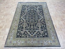 6 x 8'11 Hand Knotted Black Fine Hereke Tabrez Oriental Rug G7855