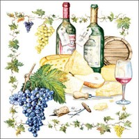 Wein, KäSe Und Trauben - Servietten / 33 X 33 Cm / 20 StüCk / Tischdeko