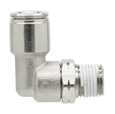10 x 3/8'' OD x 1/2'' NPT Quick Metal Push In Tube Fitting Male Swiveling Elbow