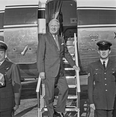 Edward Heath arrives by aircraft of The Queen's Flight 1972 OLD PHOTO