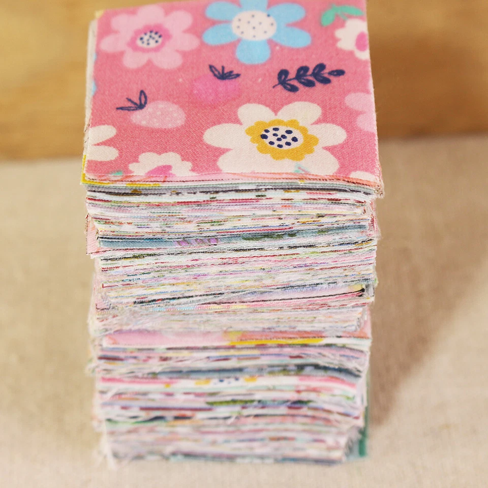300 Mini Charm Squares Floral Fabric Cotton Sewing Craft Material Scraps DIY - Image 2 of 4
