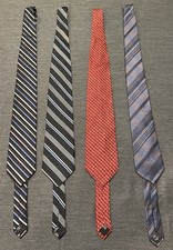 Lot of 4 Silk Preppy Striped Men's Dress Tie's - Calvin Klein, APT 9, Bellini