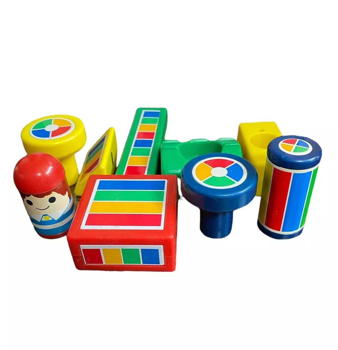 Vtg Hilco Magnetic Toy Building Blocks Lot 9 Pieces Boy Figure