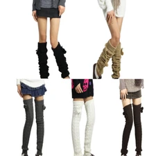 Women Winter Warmers Knitted Socks Over Knee Long Thigh High Boot Warm Stocking