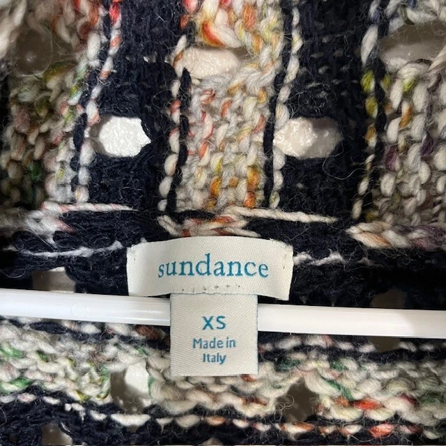 Catálogo Sundance Suéter Mujer XS Acrílico Lana Tejido Rayas Cárdigan Abierto Acogedor Foto 3 de 4