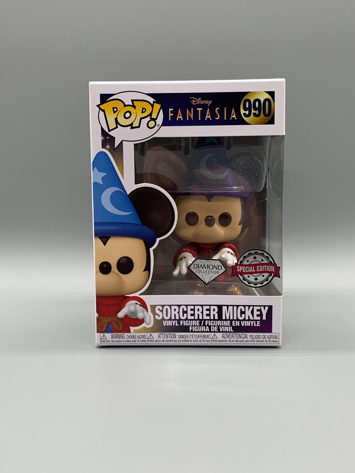 Funko Pop! Disney #990 Sorcerer Mickey *Diamond* Funko Exclusive With Protector