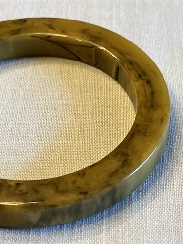 Vintage Chunky Butterscotch Marmor Schwarz Bakelit Catalin Armreif Armband - Bild 11 von 11