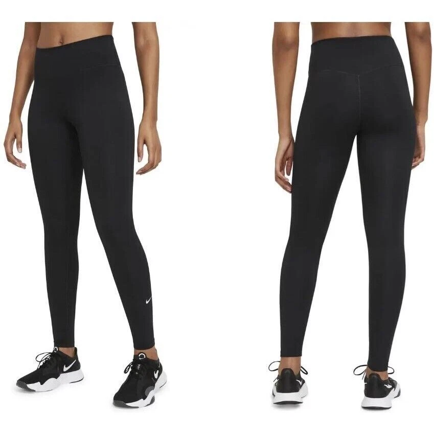 Nike Dri-FIT One Women's Mid-Rise Leggings Tights DD0252-010 Size XS  Black/White