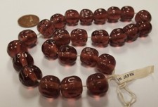 24 VINTAGE JAPANESE CHERRY BRAND GLASS AMETHYST 14mm. BAROQUE ROUND BEADS 4678T