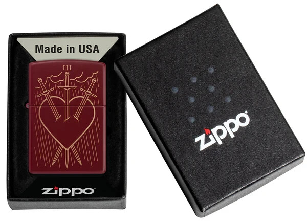 Zippo 46723, Three of Swords Tarot Card Design, Merlot Finish Lighter, NEW