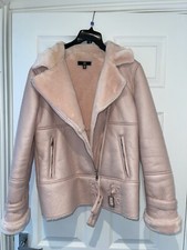 Aviator Jacket Baby Pink High Quality Missguided Double Buckle Coat Faux Fur