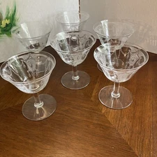 MONONGAH SPRINGTIME Glasses 4 1/4" LIQUOR COCKTAIL Set Of 6 Ballerina Etched