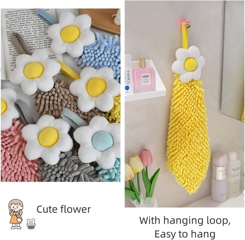 3 Pack Chenille Hand Towels, Kitchen Hand Towels with Loop, Hanging Hand Towels. - Picture 5 of 7