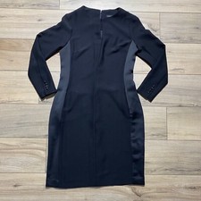 Banana Republic Womens Tuxedo Stripe Shift Dress Size Petite 6 Black No Belt