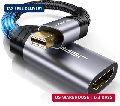 JSAUX Mini DisplayPort to HDMI Adapter, Mini DP to HDMI Adapter Nylon Braided Al