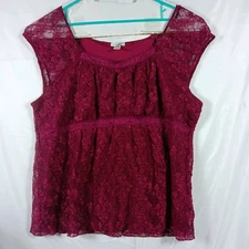 Fashion Bug Womans size 22/24W Lace BLOUSE Lined Fuchsia Purple Shirt 
