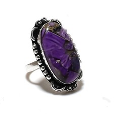 Russian Charoite Gemstone 925 Sterling Silver Gift Jewelry Ring Size 9 v147