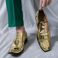 Mens Pointed Toe Lace Up Faux Leather Oxfords Dress Casual Party Prom Shoes Size